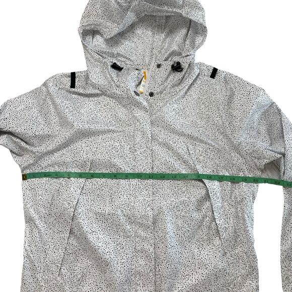 LUCY ACTIVEWEAR White Black Speckle Dot Hooded Lightweight Jacket Size Medium - Picture 8 of 10